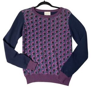 Crumpet Women's Geometric Cashmere Sweater Purple Size S Pullover